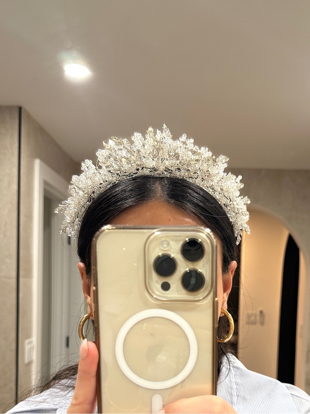 Crystal Embellished White Bridal Headband